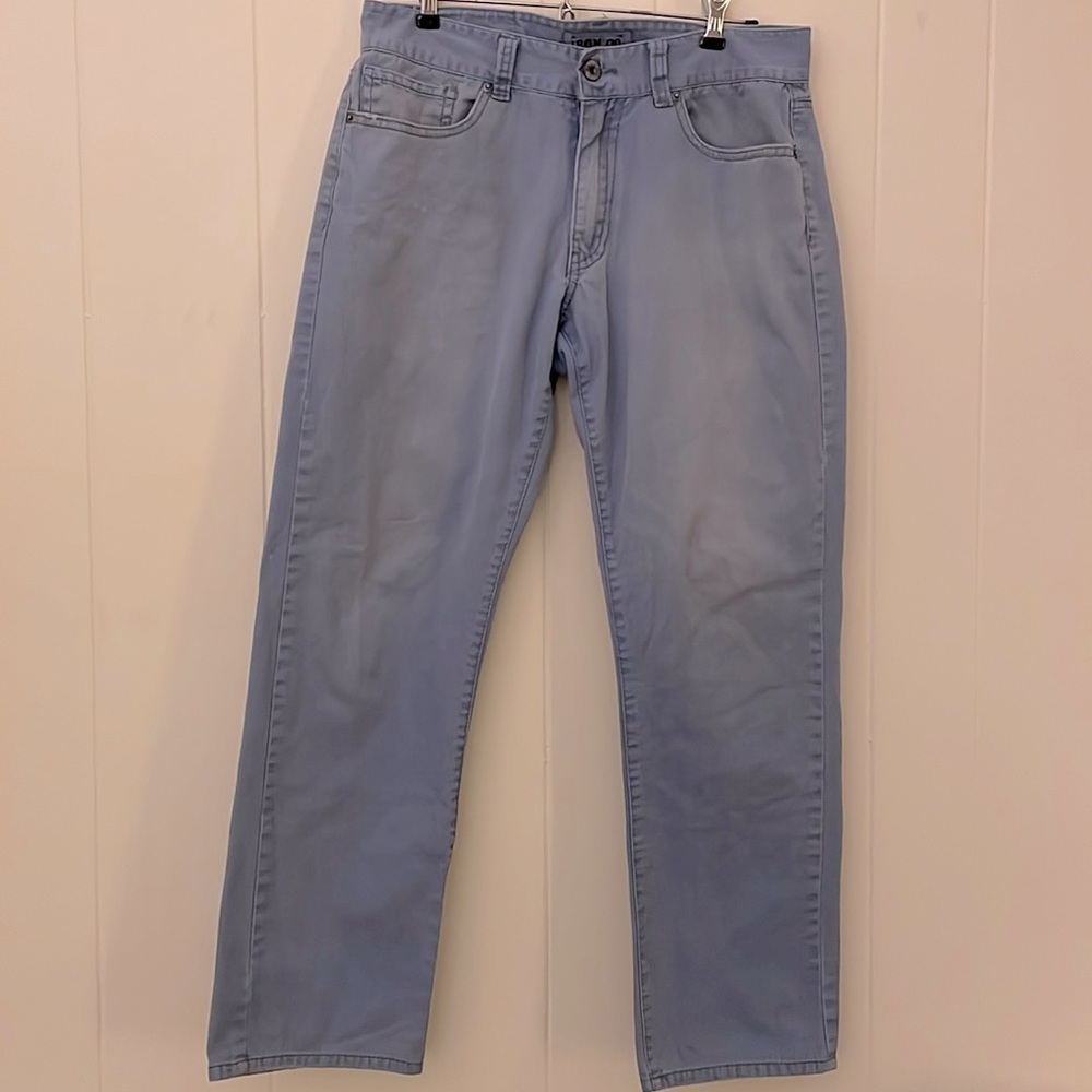 Iron Co men’s 32x30 chinos light wash blue straight leg